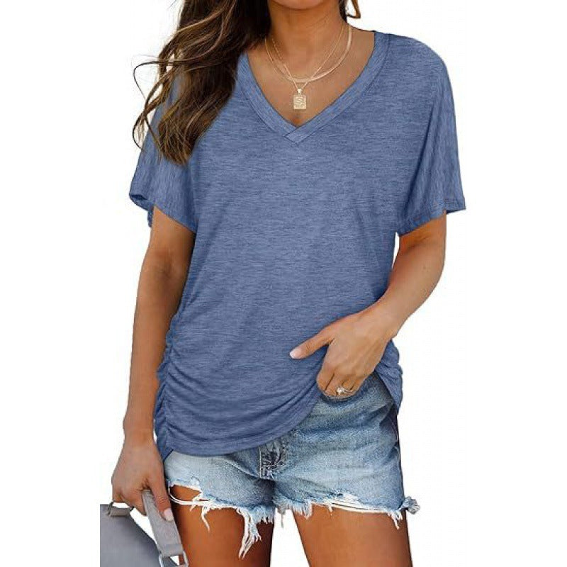 Damen V-Ausschnitt T-Shirt Aus Weichem Single Jersey