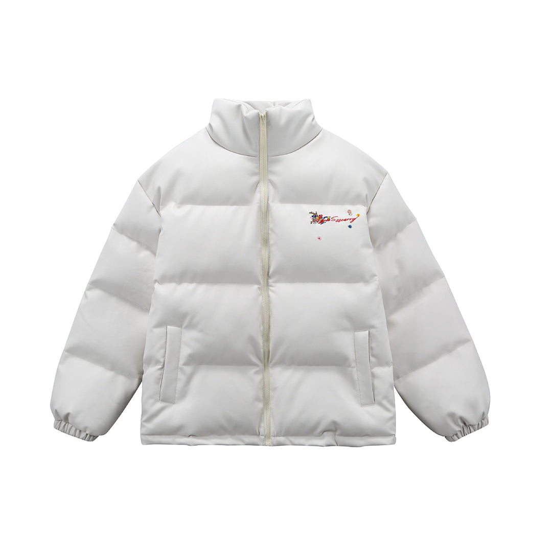 Damen Wattierte Kurzjacke mit floraler Stickerei und hohem Stehkragen Shop Nory