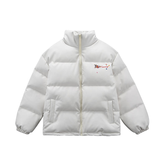 Damen Wattierte Kurzjacke mit floraler Stickerei und hohem Stehkragen Shop Nory