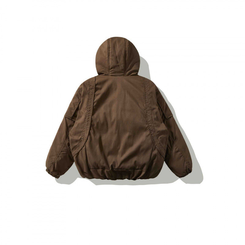 Unisex Oversize Stepp-Bomberjacke mit hoher Kapuze, geformten Pattentaschen und elastischem Saum Shop Nory