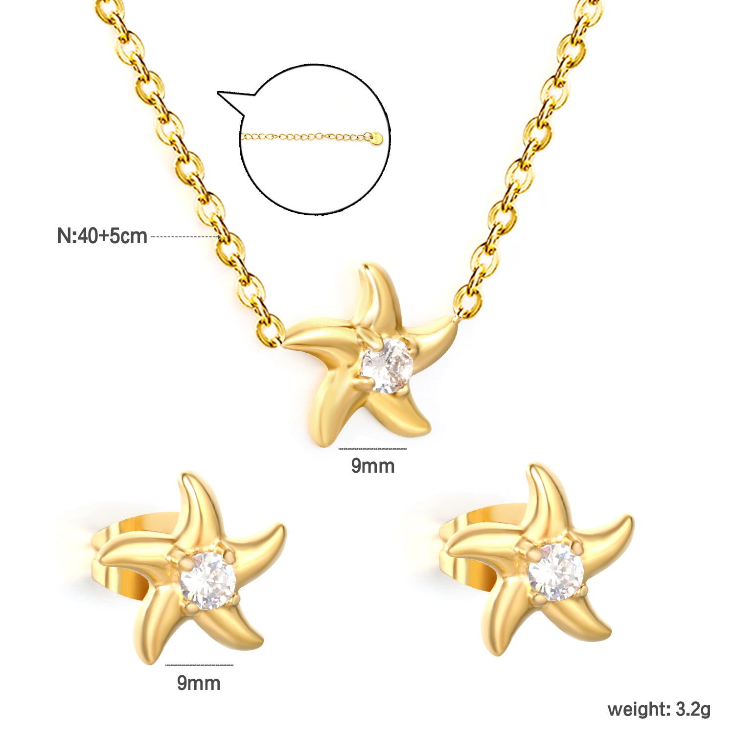 Damen Schmuckset mit eleganten Sternengarten-Anhängern aus hochwertigem Edelstahl Shop Nory