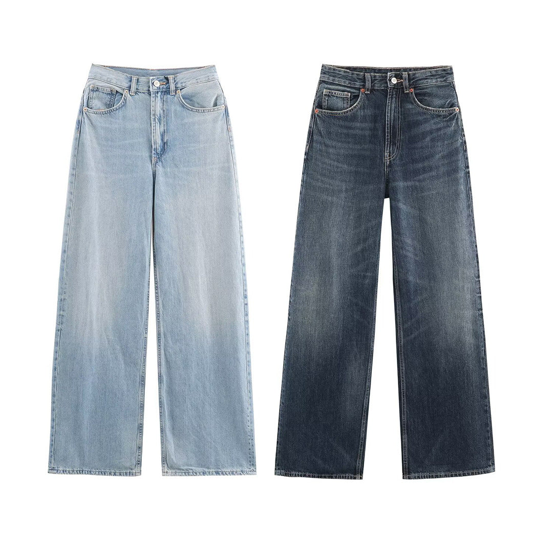 Damen Jeans mit hohem Bund und weitem Bein Shop Nory