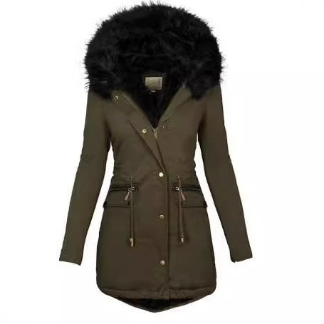 Damen Slim-Fit Thermo-Parka mit voluminöser Kunstfellkapuze und Tunnelzug Shop Nory