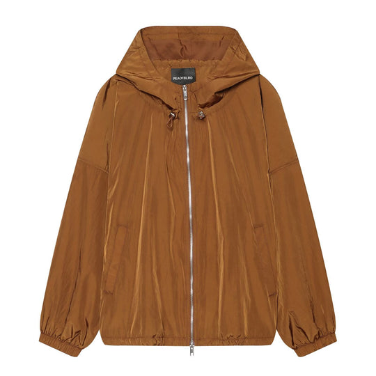 Damen Leichte Kapuzen‑Windjacke aus glänzendem Nylon mit Tunnelzug und Zwei‑Wege‑Reißverschluss Shop Nory