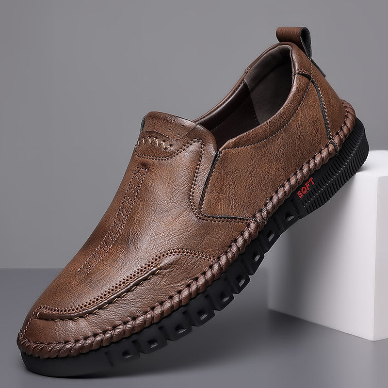 Herren Elegante Leder-Slipper mit geflochtener Sohleneinfassung und flexibler Soft-Profilsohle Shop Nory