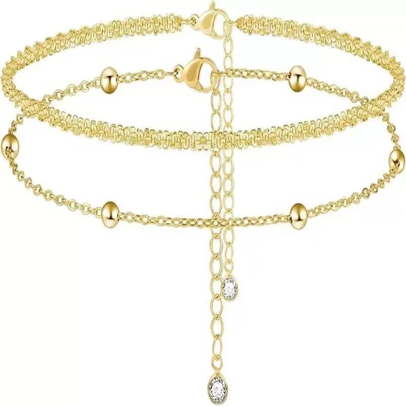 Damen elegantes Fußkettchen mit funkelnden Zirkonia-Elementen Shop Nory