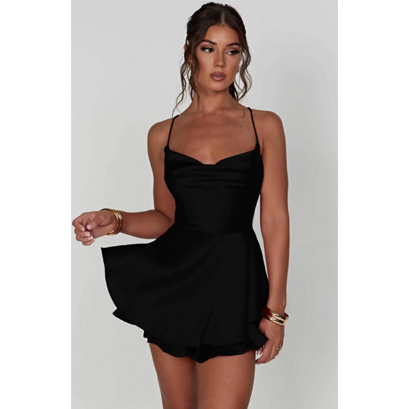 Damen-Minikleid mit sexy Schnitt, fließendem Rock,