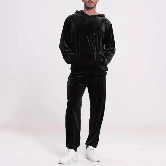 Herren nan Velours-Freizeitanzug mit Kapuzenpullover und lässiger Jogginghose Shop Nory
