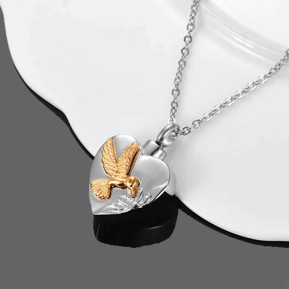 Damen Herzanhänger mit filigranem Vogelmotiv Shop Nory