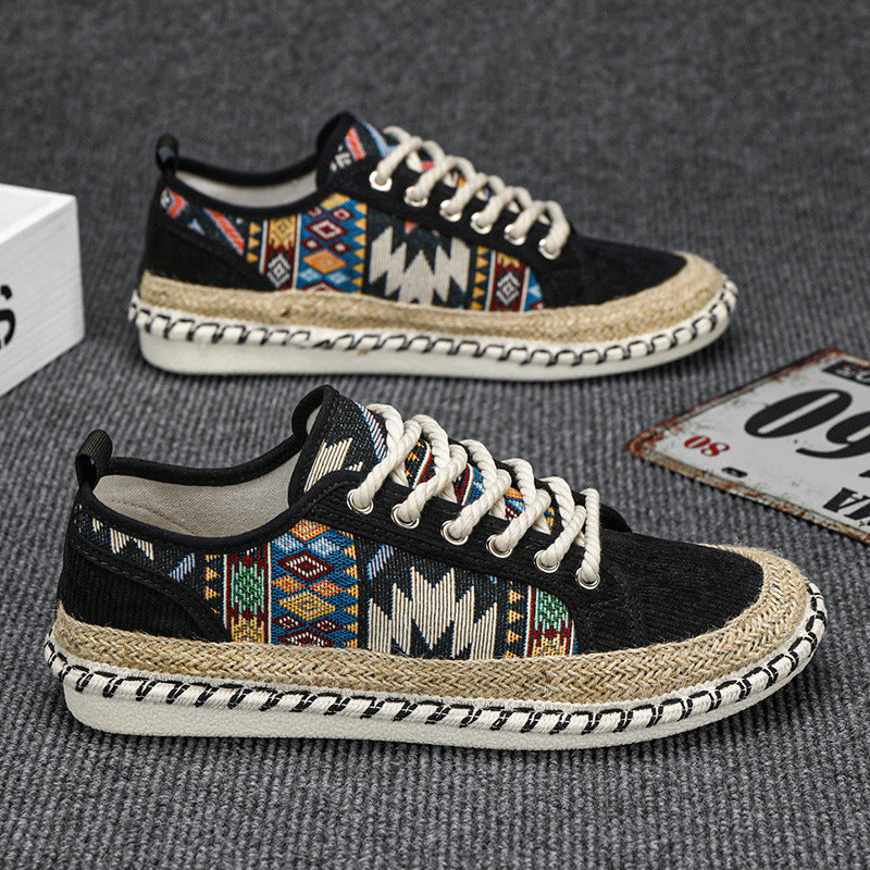 Unisex Espadrille-Sneaker mit geflochtenem Jutemittelsohle und ethnischem Webmuster Shopy Nory