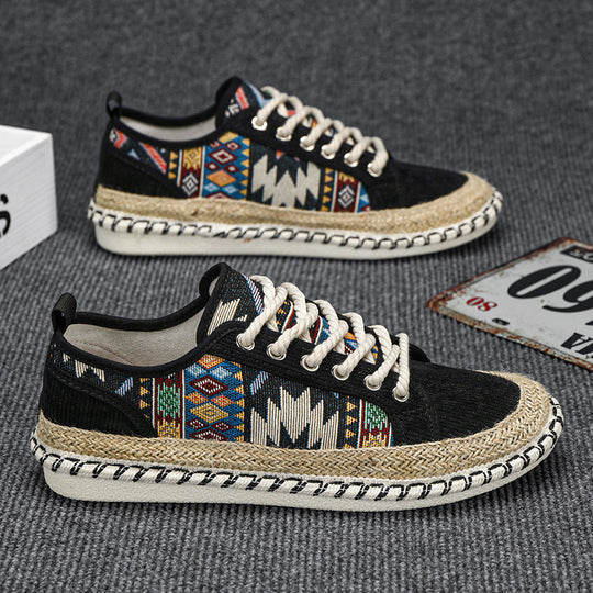 Unisex Espadrille-Sneaker mit geflochtenem Jutemittelsohle und ethnischem Webmuster Shopy Nory