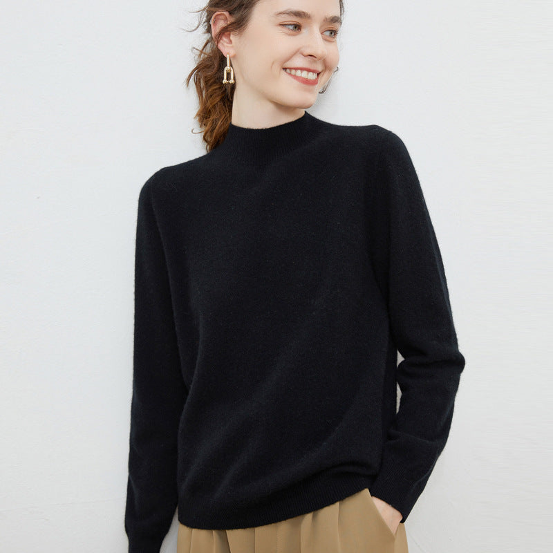 Damen weicher Feinstrick-Mockneckpullover mit Angora‑Look und legerer Silhouette Shop Nory