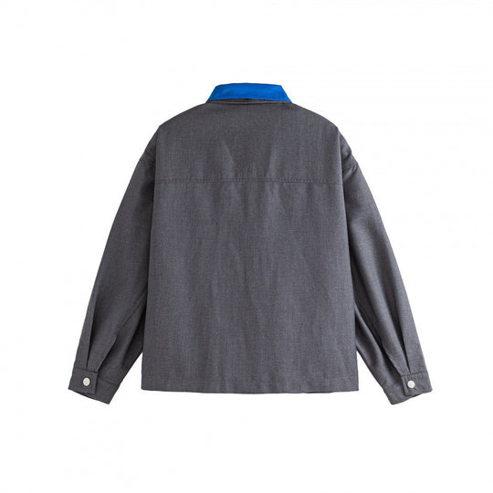 Unisex Boxy-Zipjacke mit kontrastierendem Hemdkragen, verdecktem Reißverschluss und aufgesetzten Eingrifftaschen Shop Nory