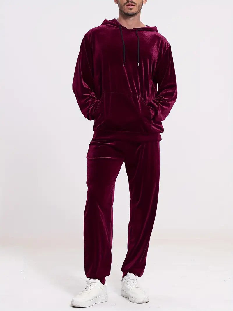 Herren nan Velours-Freizeitanzug mit Kapuzenpullover und lässiger Jogginghose Shop Nory