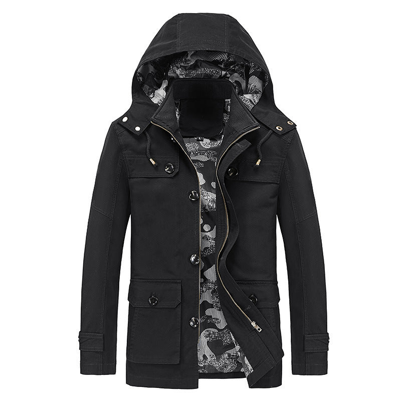 Herren leichter Canvas-Fieldparka mit camouflage-Innenfutter, verdecktem Reißverschluss und Mehrzwecktaschen Shop Nory