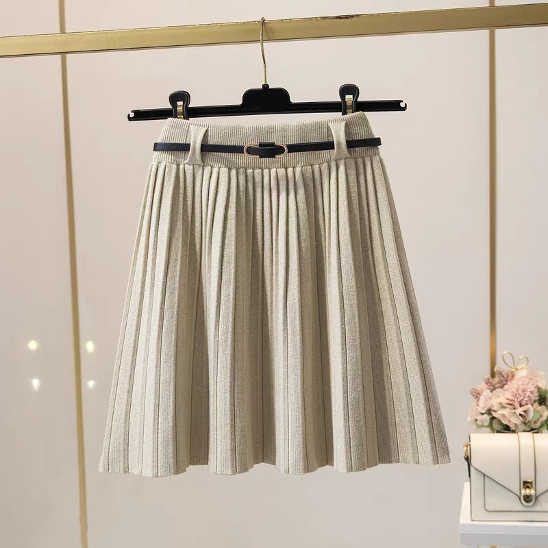 Damen Plissee Midi-Rock mit dekorativem Gummibund Shop Nory
