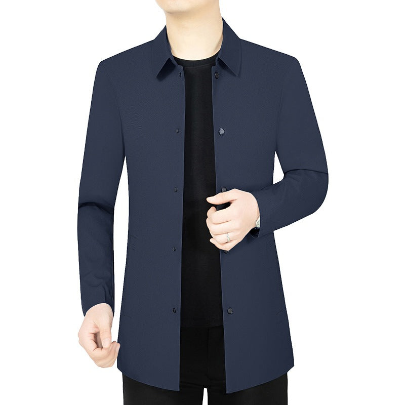 Herren Leichter ungefütterter City-Mantel im Hemdjackenstil mit minimalistischer Knopfleiste Shop Nory