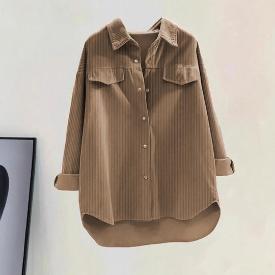 Damen Oversize-Cordhemd mit Brusttaschen & abgerundetem Saum Shop Nory