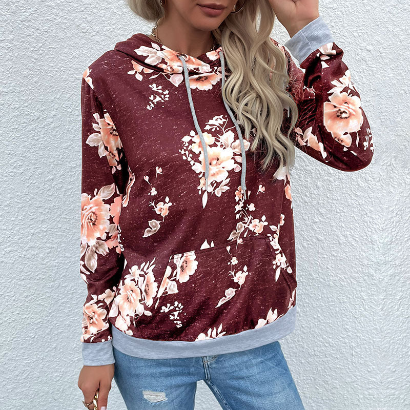 Damen Lässiger Kapuzenpullover mit floralem Muster Shop Nory