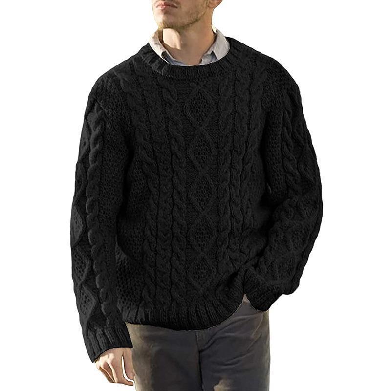 Herren Grobstrickpullover mit klassischem Zopfmuster