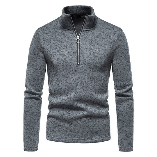 Herren Fleecepullover mit Stehkragen und innovativem Reißverschluss