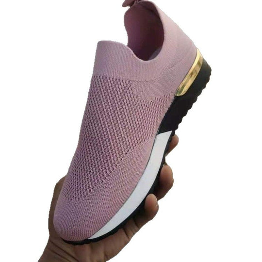 Damen Atmungsaktive Slip-On Sneaker mit trendiger Textiloberfläche und elastischem Kragen