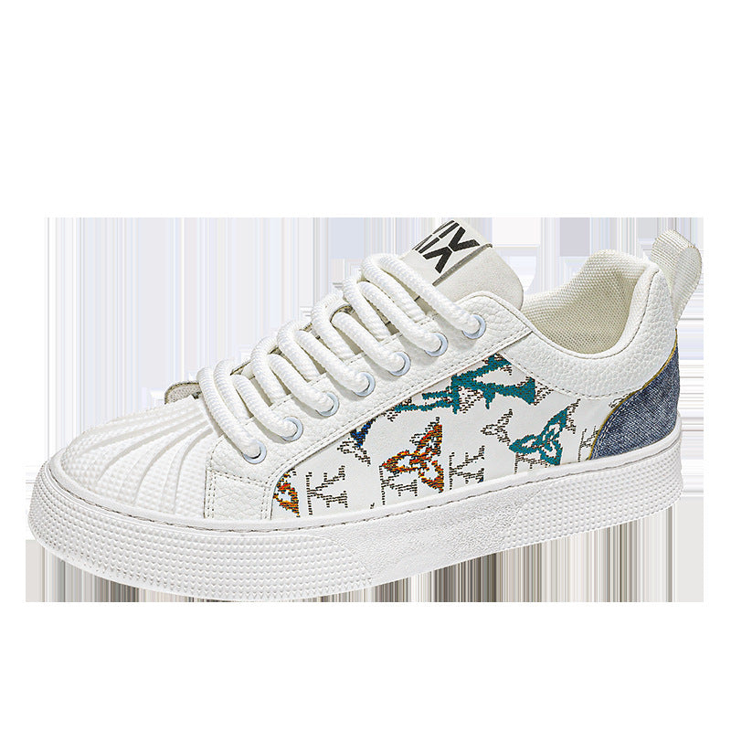 Damen Low-Top Sneaker mit besticktem Schmetterlingsmuster und strukturierter Zehenkappe Shopy Nory