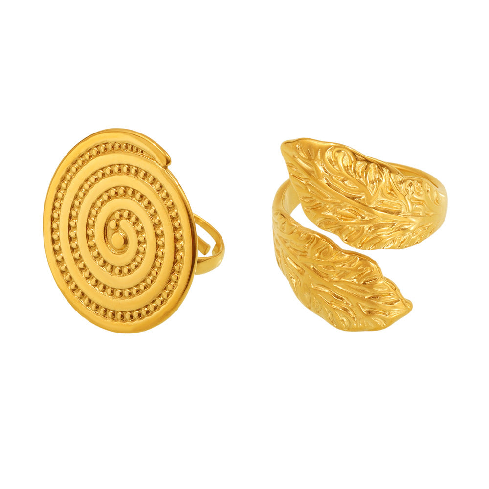 Damenring mit floralen Blattmotiven aus hochwertigem Edelstahl Shop Nory