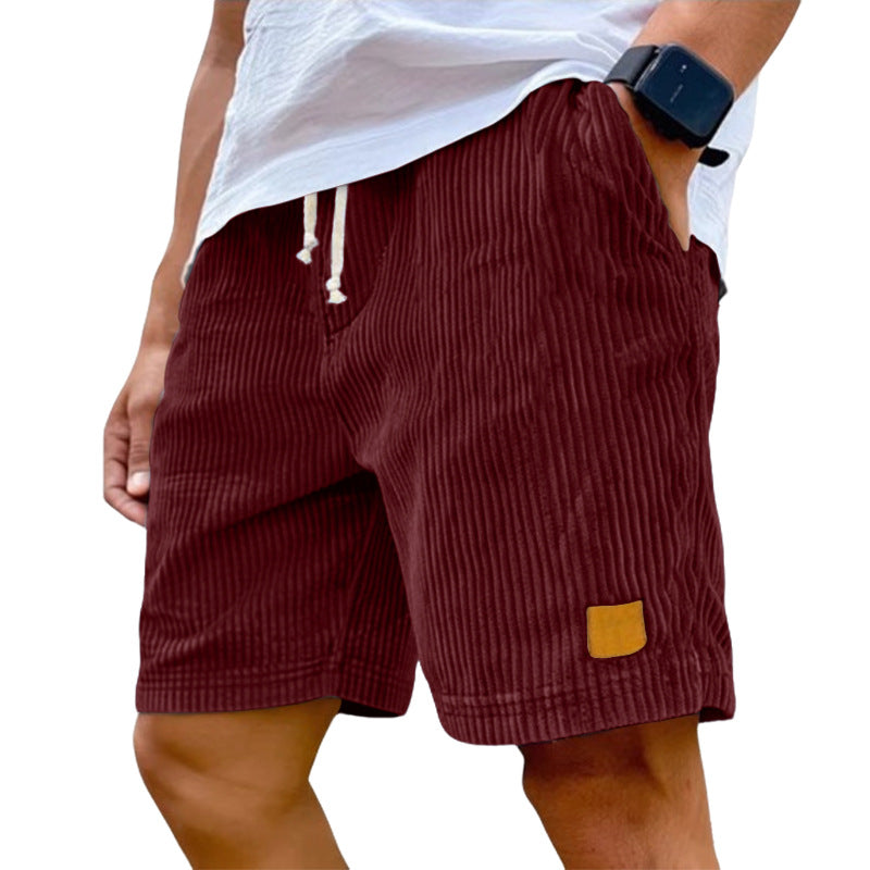 Herren nan Feincord-Shorts mit elastischem Tunnelzugbund, Kordelzug und tiefen Eingrifftaschen Shopnory