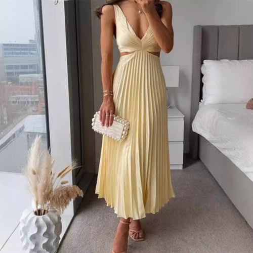 Damen Elegantes Maxikleid mit V-Ausschnitt und raffinierten Drapierungen