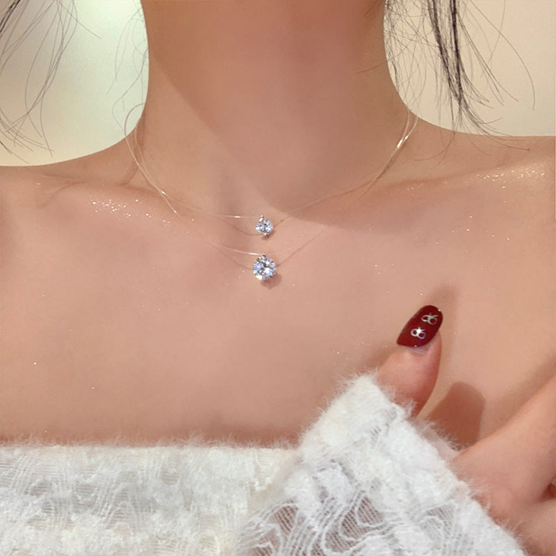 Damen elegante Halskette mit funkelndem Zirkonanhänger Shop Nory