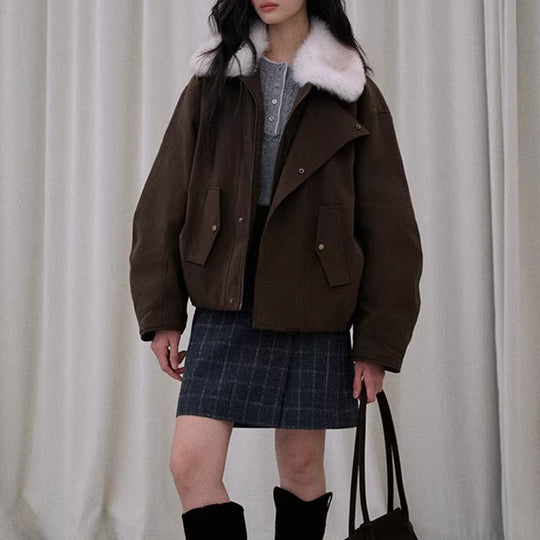 Damen Modische und bequeme Übergangsjacke mit Teddykragen Shop Nory