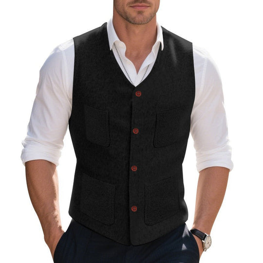 Herren Weste mit funktionalen Taschen und eleganten Knopfdetails