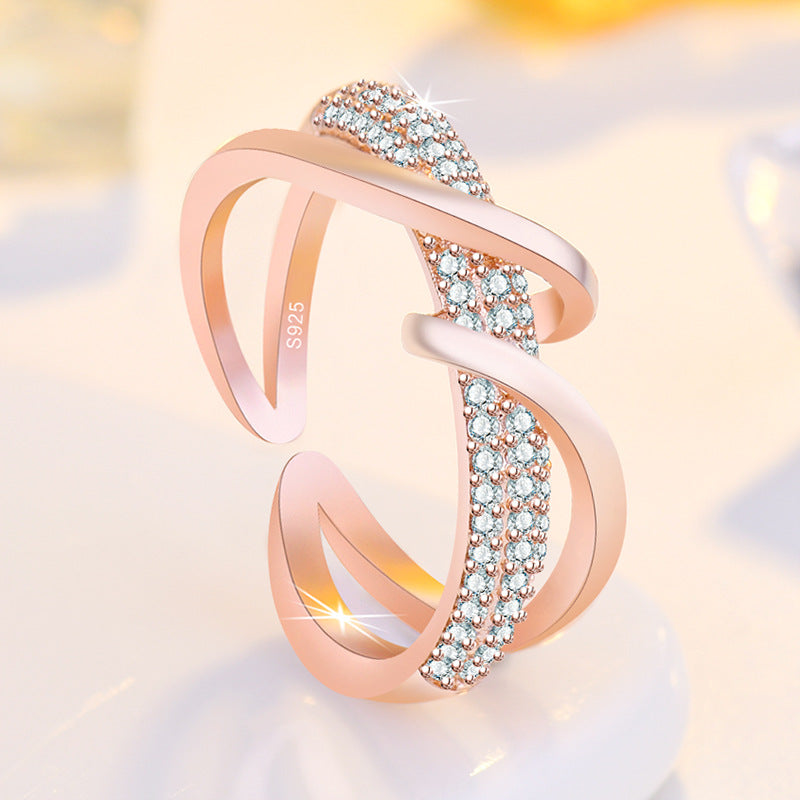 Damen Funkelnder Zirkonia Ring mit elegantem, geschwungenem Design Shop Nory
