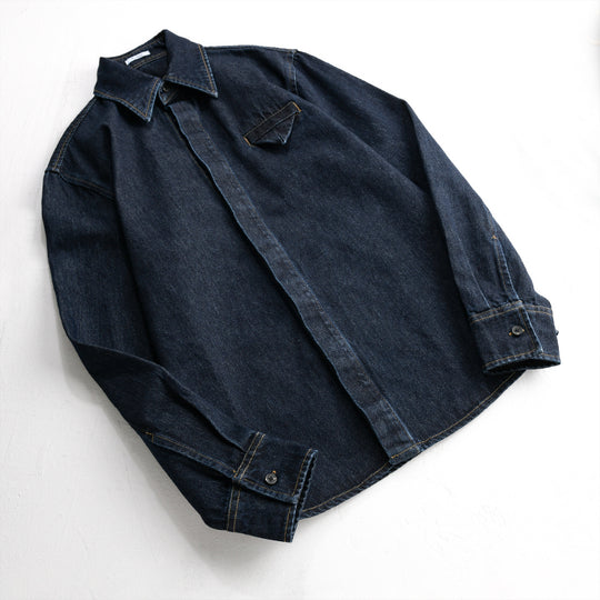 Herren Denim-Overshirt im Worker-Stil mit verdeckter Knopfleiste Shop Nory