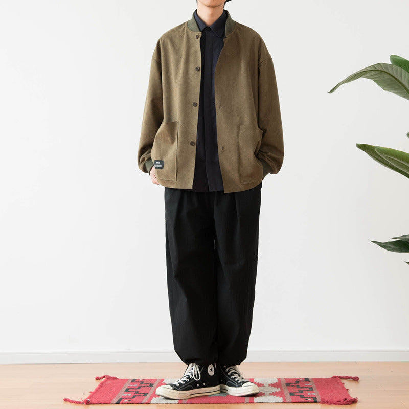 Herren Lockeres Overshirt aus Veloursleder-Imitat mit Knopfleiste und großen Fronttaschen Shop Nory