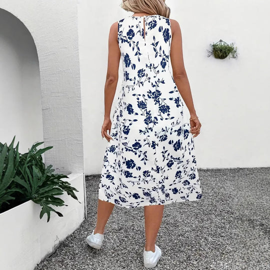 Damen Ärmelloses Maxikleid mit floralem Muster und praktischen Taschen