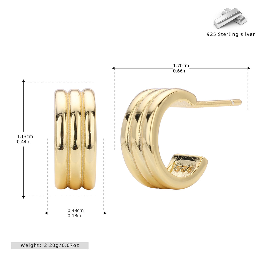 Damen Creolenohrringe mit elegantem, mehrreihigem Design aus hochwertigem 925 Sterling Silber Shop Nory