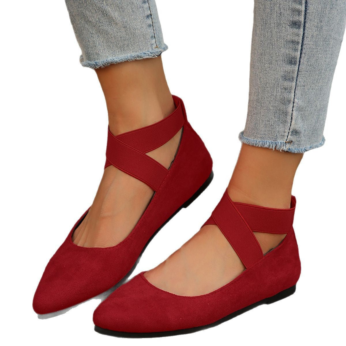 Damen Bequeme Ballerinas mit elastischem Riemchen und modischem Design