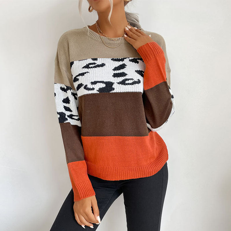 Damen Lässiger Strickpullover mit Animal-Print Shop Nory