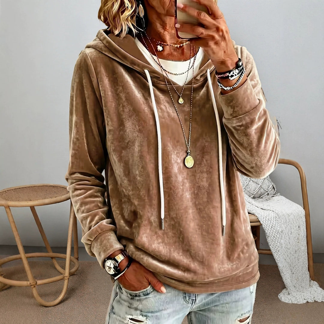 Damen Samtvelours-Hoodie mit Kordelzug und lässiger Oversize-Passform Shop Nory
