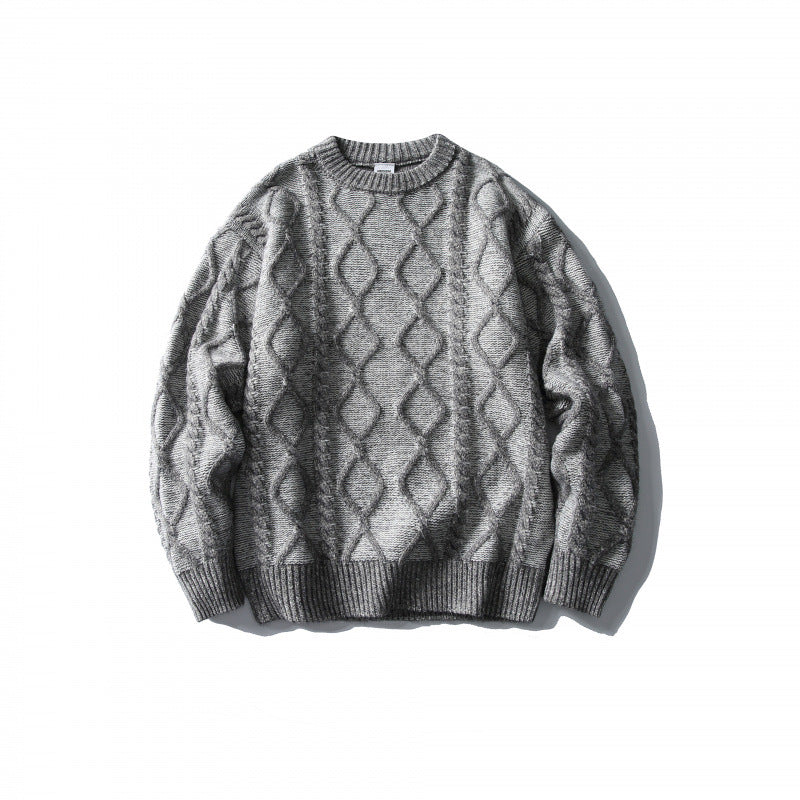 Unisex Oversize-Strickpullover mit Zopfmuster‑Jacquard, Rundhalsausschnitt und gerippten Bündchen Shop Nory