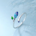 Damen Offener Ring mit floralen Details und buntem Emaille-Shop Nory