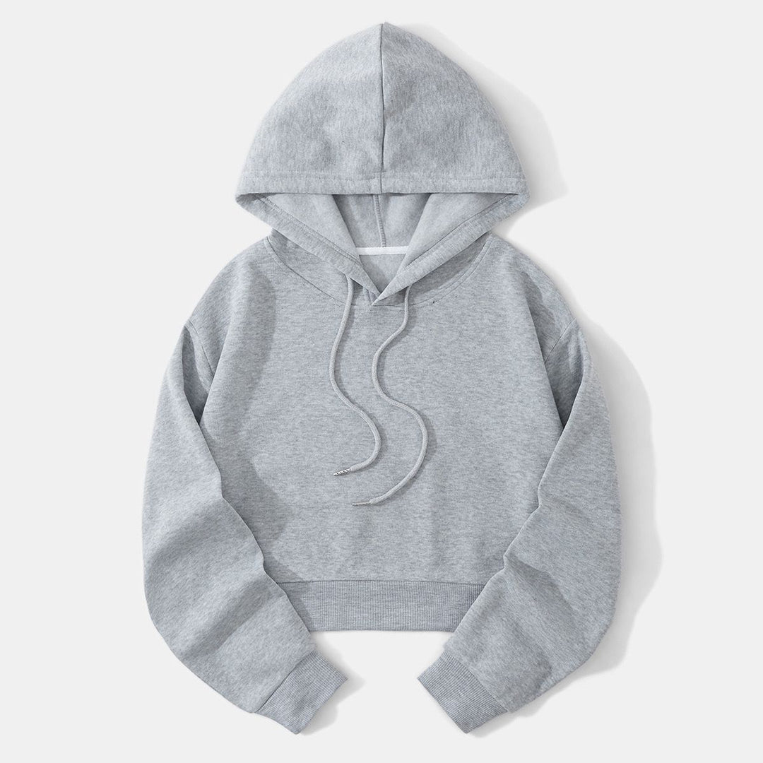 Damen nan cropped Kapuzenpullover mit weichem Fleece‑Innenfutter und elastischem Rippbund Shop Nory
