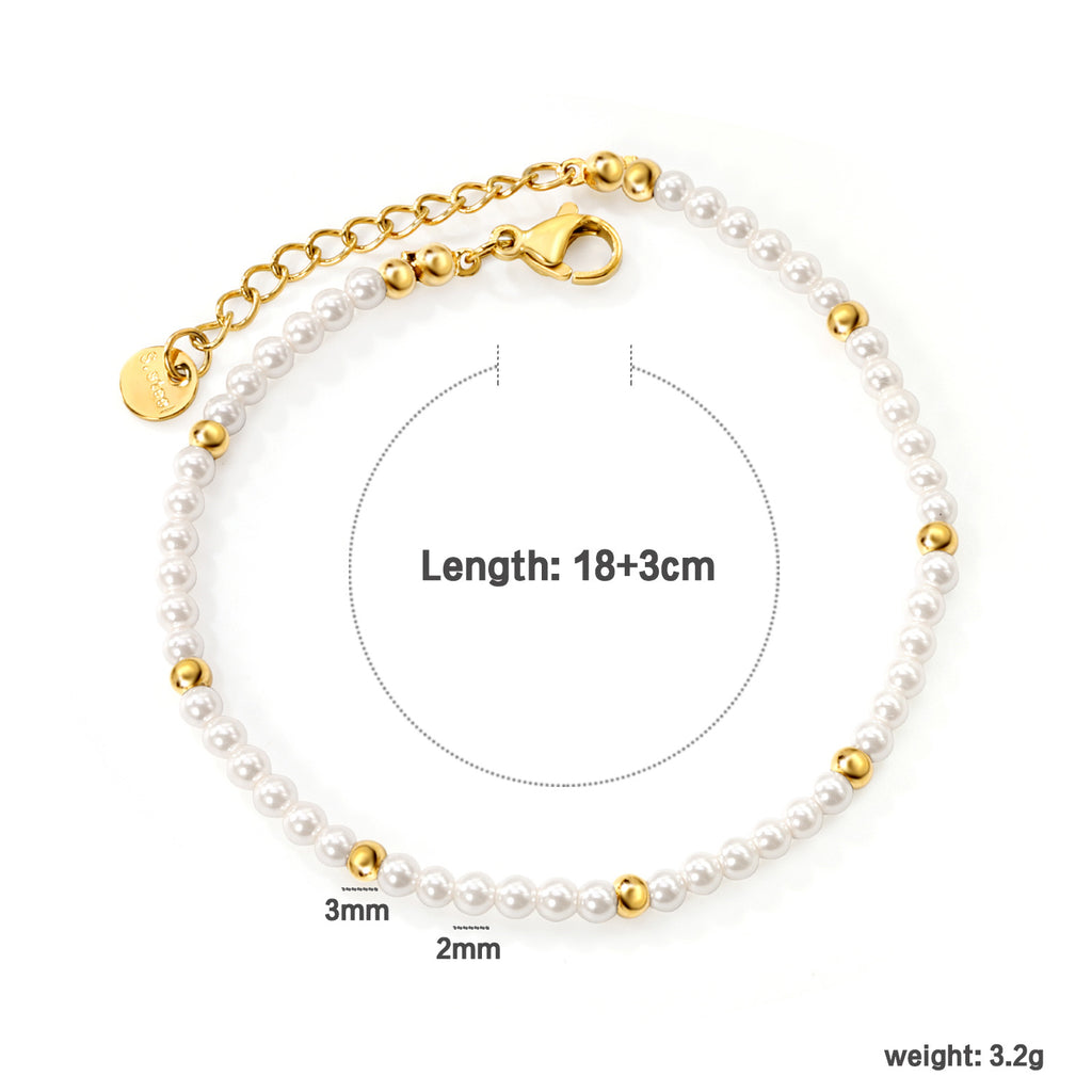 Damen zartes Armband mit Perlen- und goldplattierten Akzenten Shop Nory