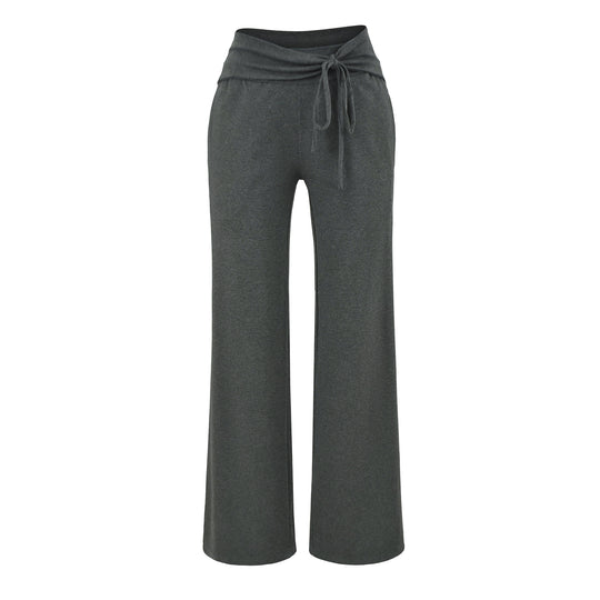 Damen Weite Jersey-Loungehose mit Umschlagbund und Tunnelzug Shop Nory