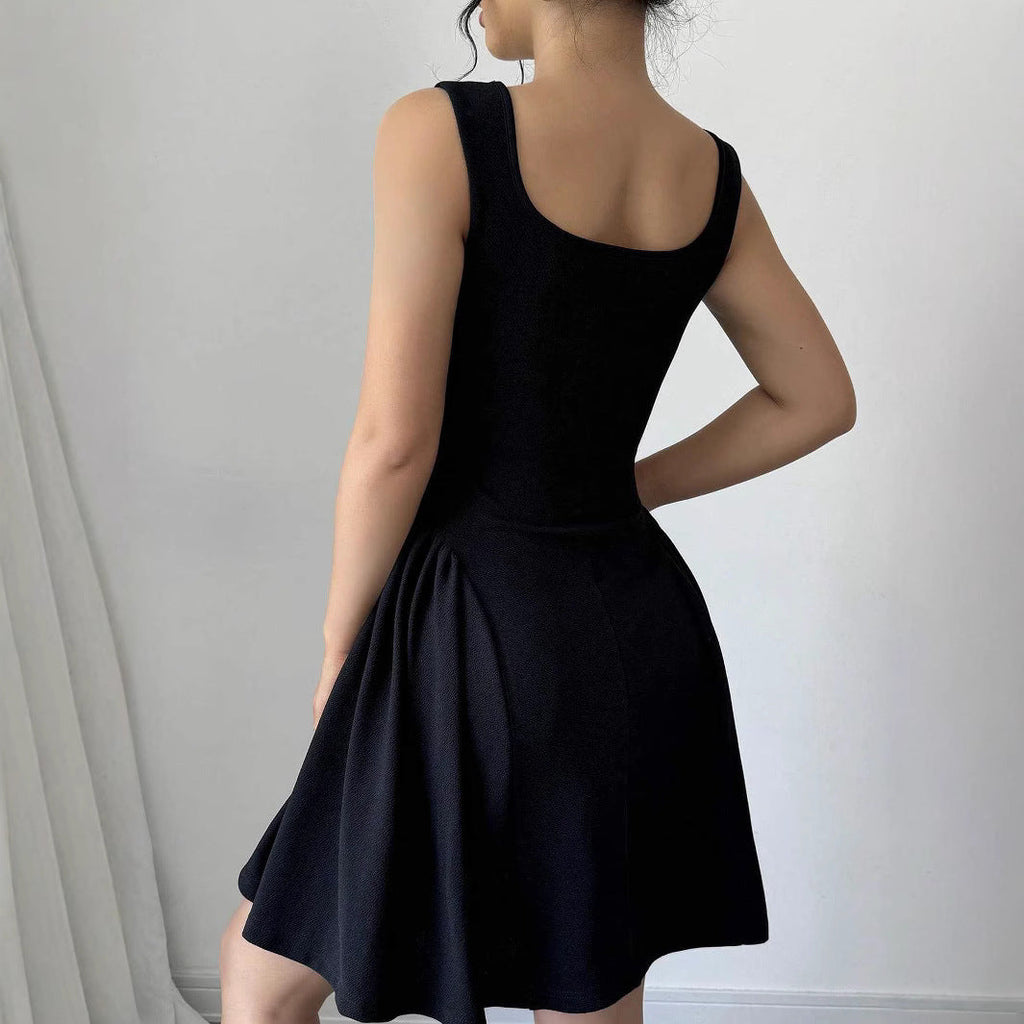 Damen A-Linien Kleid mit Quadrat-Ausschnitt und fließendem Rock