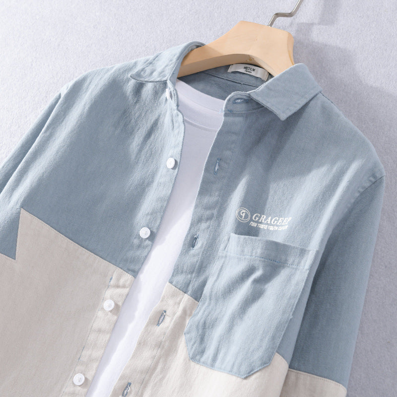 Herren Farbblock-Overshirt aus Baumwollmix mit Brusttasche und Relaxed-Fit Shop Nory