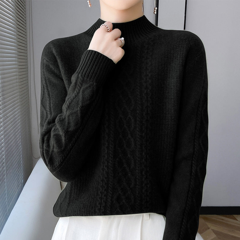 Damen Weicher Zopfstrick-Mockneck-Pullover mit leichtem Mohair-Effekt Shop Nory