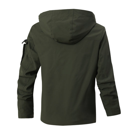 Herren Outdoor-Parka mit karierter Innenfütterung, Kapuze und Multifunktionstaschen Shop Nory